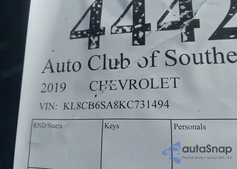 2019 Chevrolet Spark Ls Cvt z USA, uszkodzony, nr VIN KL8CB6SA8KC731494